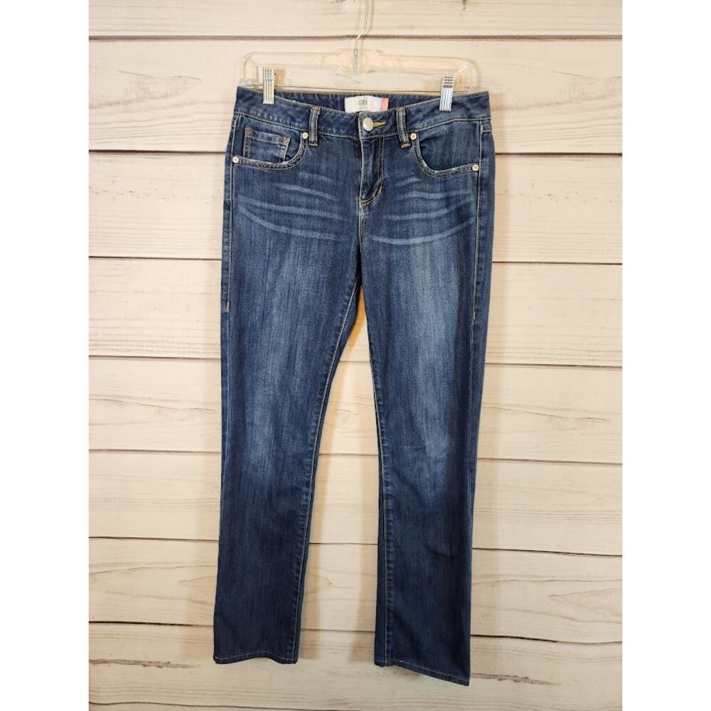 CAbi Womens Medium Wash Solid Straight Leg Jeans Blue Size 4